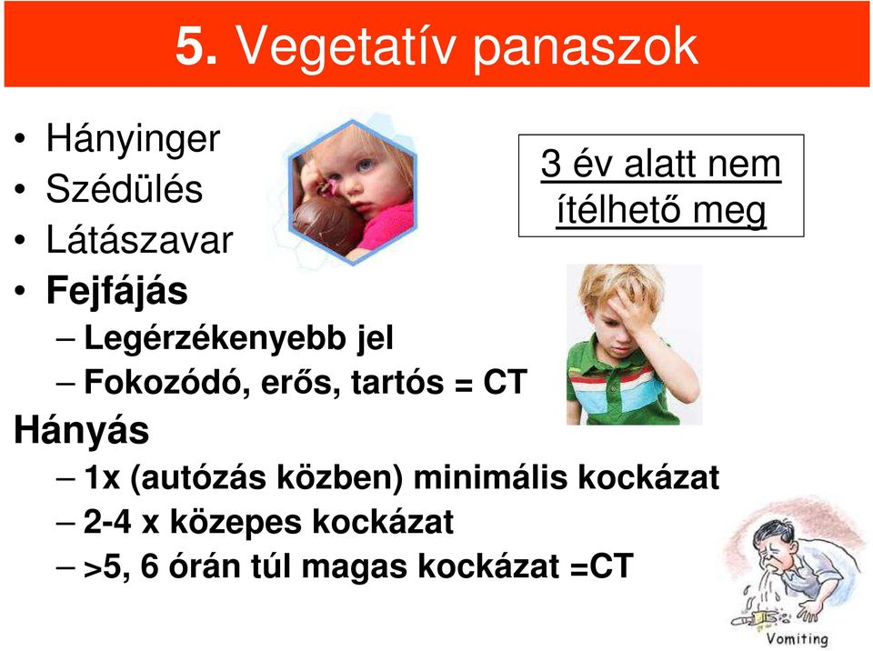 Fokozódó, erős, tartós = CT Hányás 1x (autózás közben)