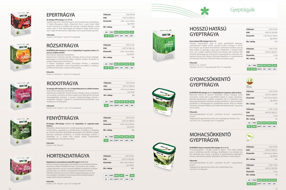 ellátására szolgál. Fejlett növényeket, magas terméshozamot, egészséges, ízletes gyümölcsöket garantál. : Évente 3 x 30-50 g/m². 1 kg 20 m²-re elegendő.