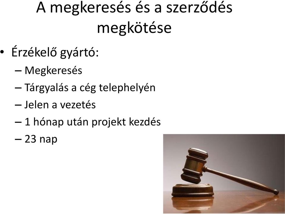 Megkeresés Tárgyalás a cég