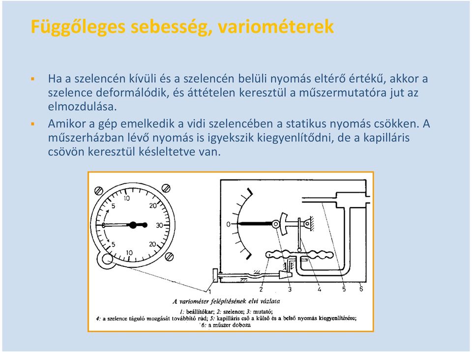 elmozdulása. Amikor a gép emelkedik a vidi szelencében a statikus nyomás csökken.