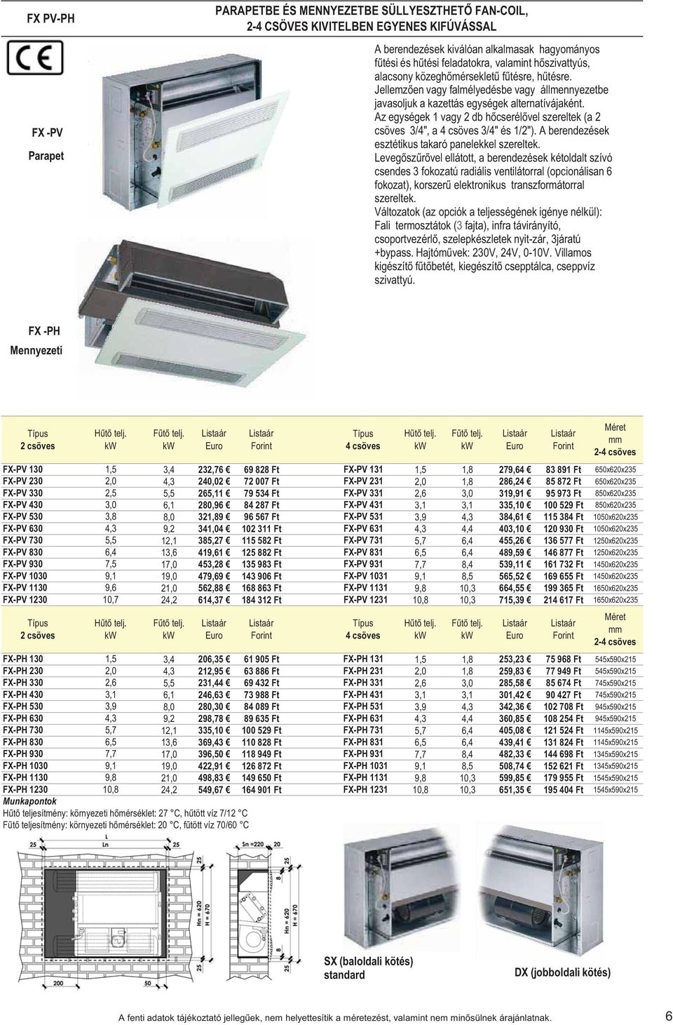 Az egységek 1 vagy 2 db h cserél vel szereltek (a 2 csöves 3/4", a 4 csöves 3/4" és 1/2"). A berendezések esztétikus takaró panelekkel szereltek.