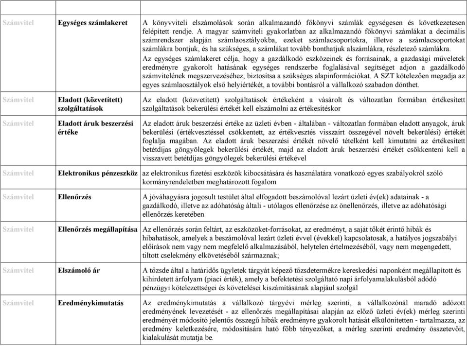 szükséges, a számlákat tovább bonthatjuk alszámlákra, részletező számlákra.