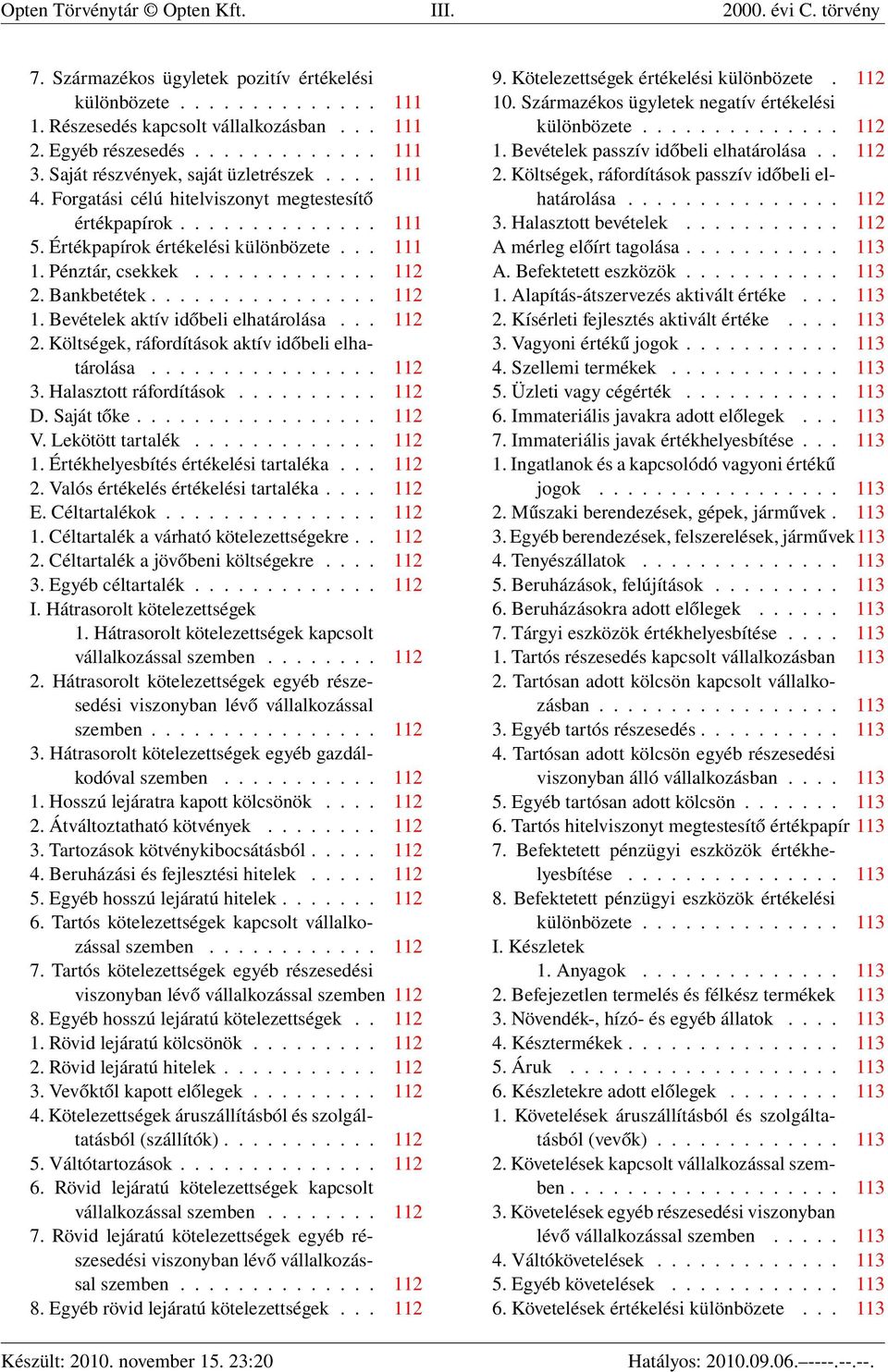 Bankbetétek................ 112 1. Bevételek aktív időbeli elhatárolása... 112 2. Költségek, ráfordítások aktív időbeli elhatárolása................ 112 3. Halasztott ráfordítások.......... 112 D.