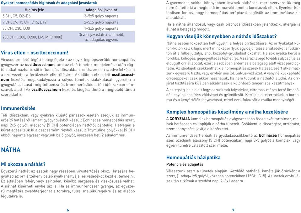 Vírusos eredetű légúti betegségekre az egyik legnépszerűbb homeopátiás gyógyszer az oscillococcinum, ami az első tünetek megjelenése után rögtön alkalmazható, sőt influenzás időszakban rendszeresen