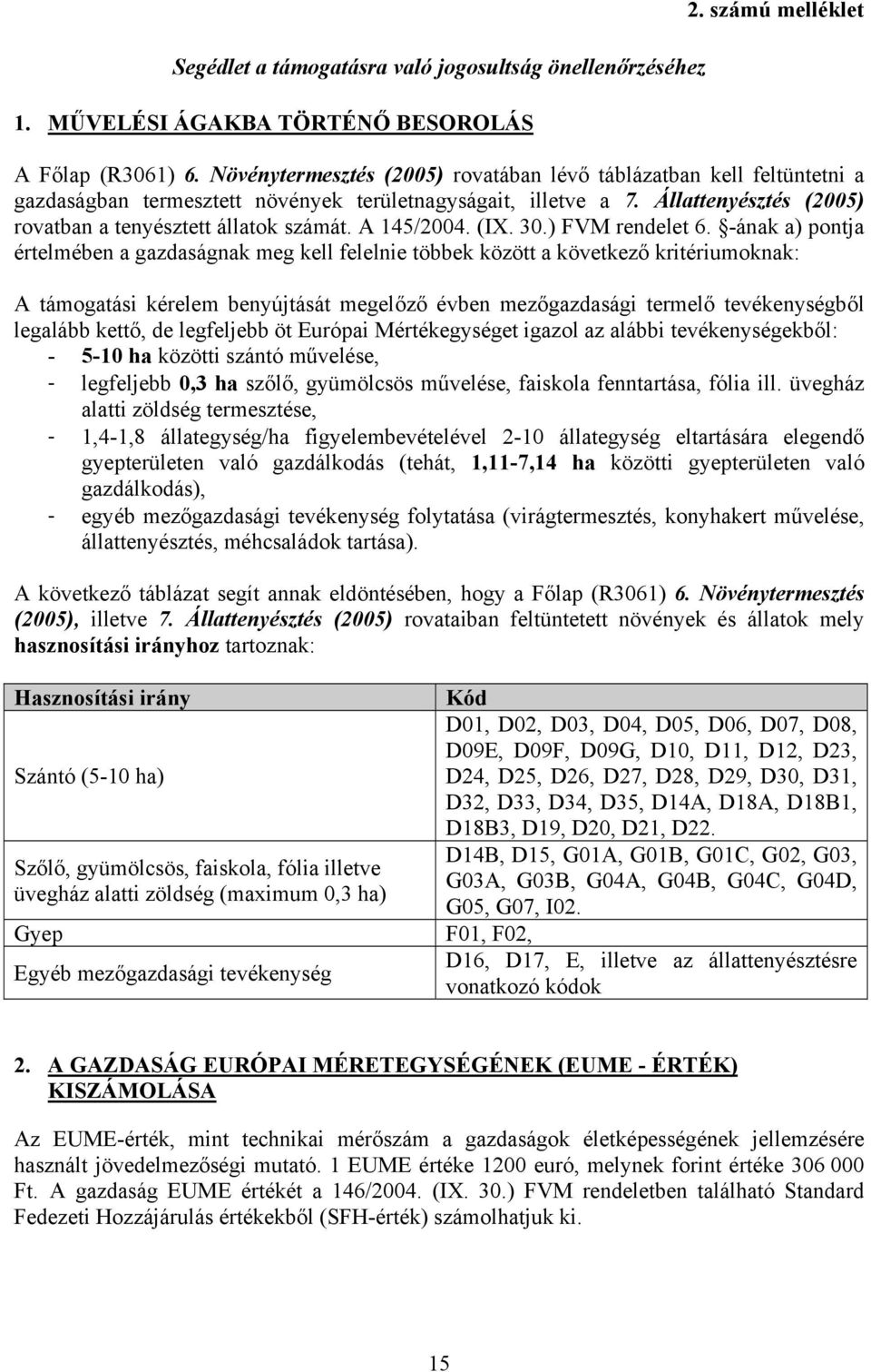 A 145/2004. (IX. 30.) FVM rendelet 6.