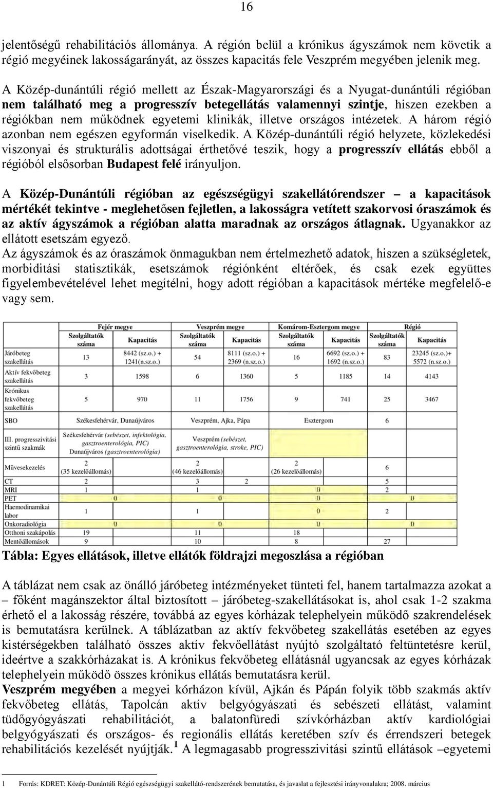 klinikák, illetve országos intézetek. A három régió azonban nem egészen egyformán viselkedik.