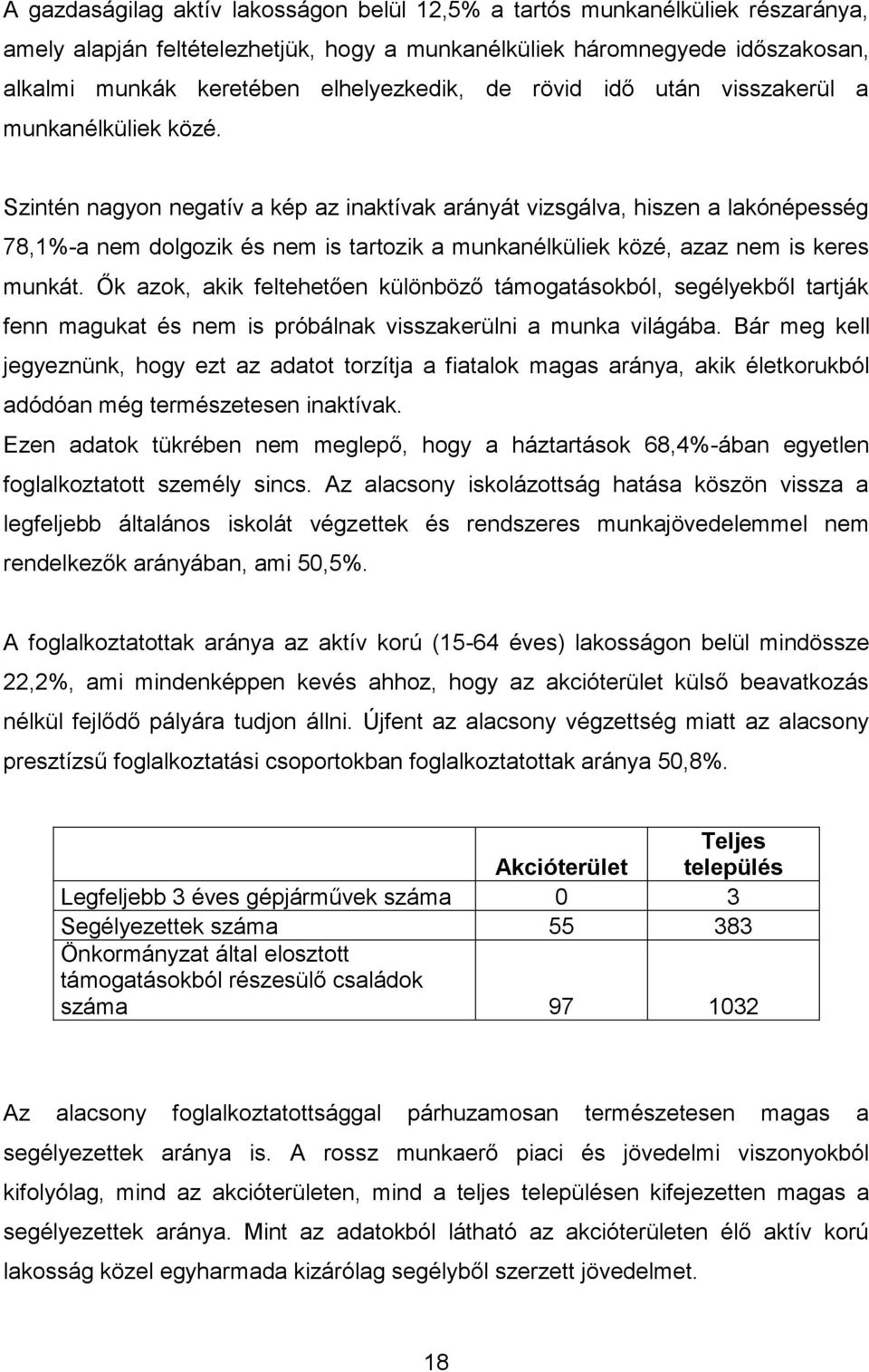 Szintén nagyon negatív a kép az inaktívak arányát vizsgálva, hiszen a lakónépesség 78,1%-a nem dolgozik és nem is tartozik a munkanélküliek közé, azaz nem is keres munkát.