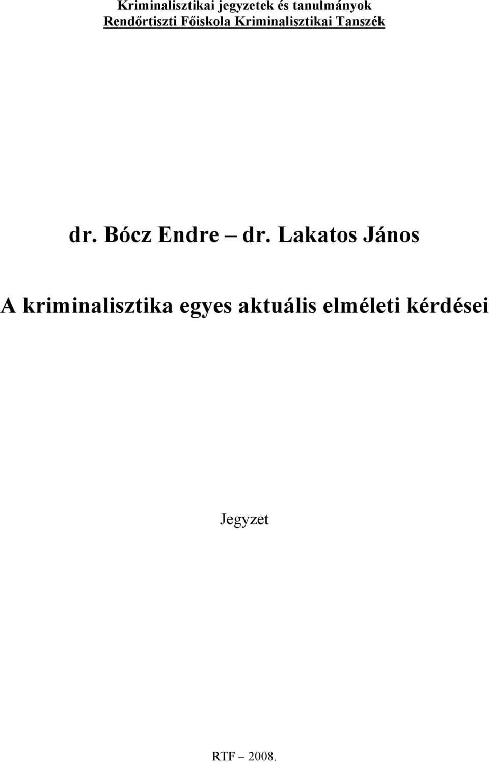 dr. Bócz Endre dr.