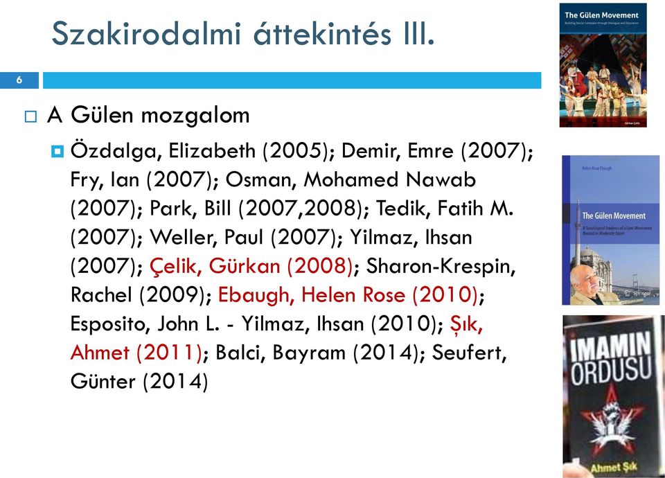 (2007); Park, Bill (2007,2008); Tedik, Fatih M.