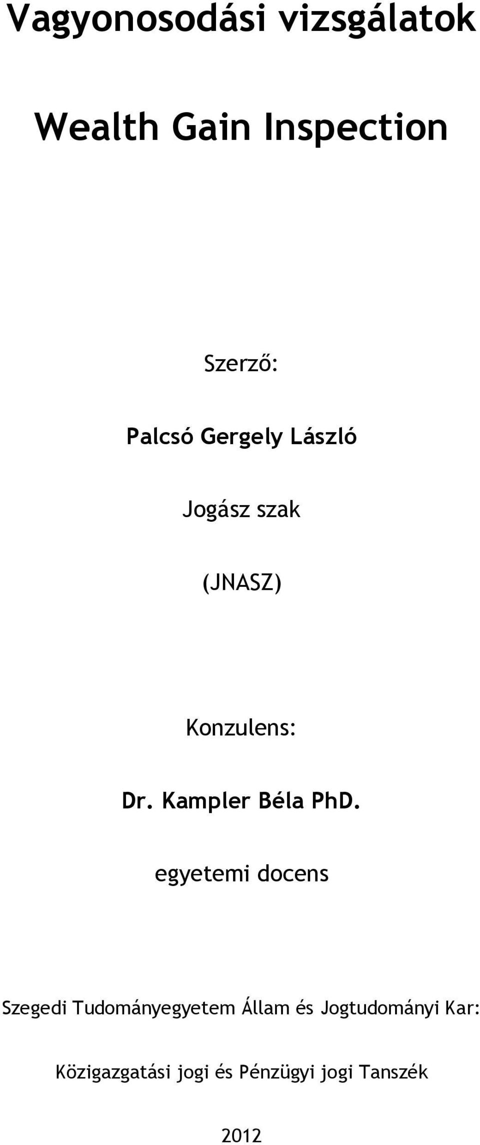 Űampler Béla PhD.