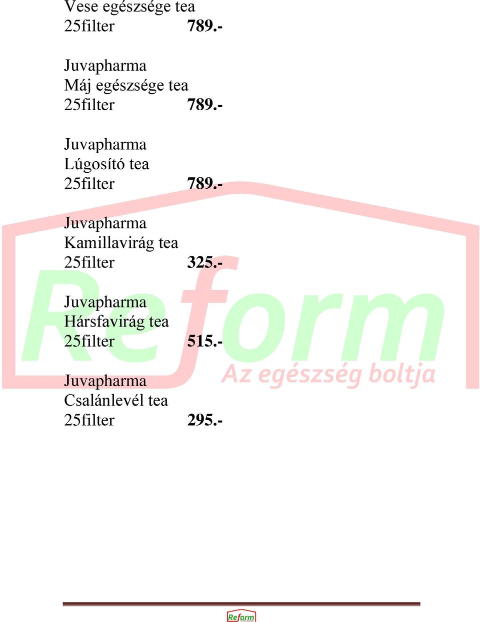 - Juvapharma Lúgosító tea 25filter 789.