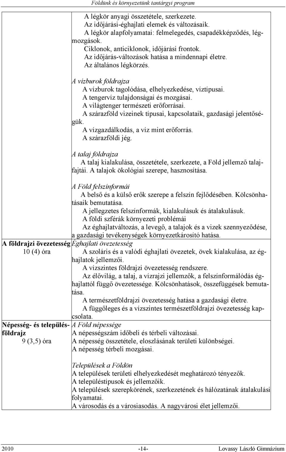 Az időjárás-változások hatása a mindennapi életre. Az általános légkörzés. A vízburok földrajza A vízburok tagolódása, elhelyezkedése, víztípusai. A tengervíz tulajdonságai és mozgásai.