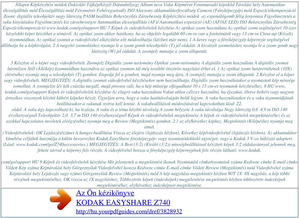 félig lenyomva Figyelmeztetés a vaku kinyitására Figyelmeztetés kis zársebességre Automatikus élességállítás (AF)/ Automatikus expozíció (AE) (AF/AE LED) ISO Rekesznyílás Zársebesség