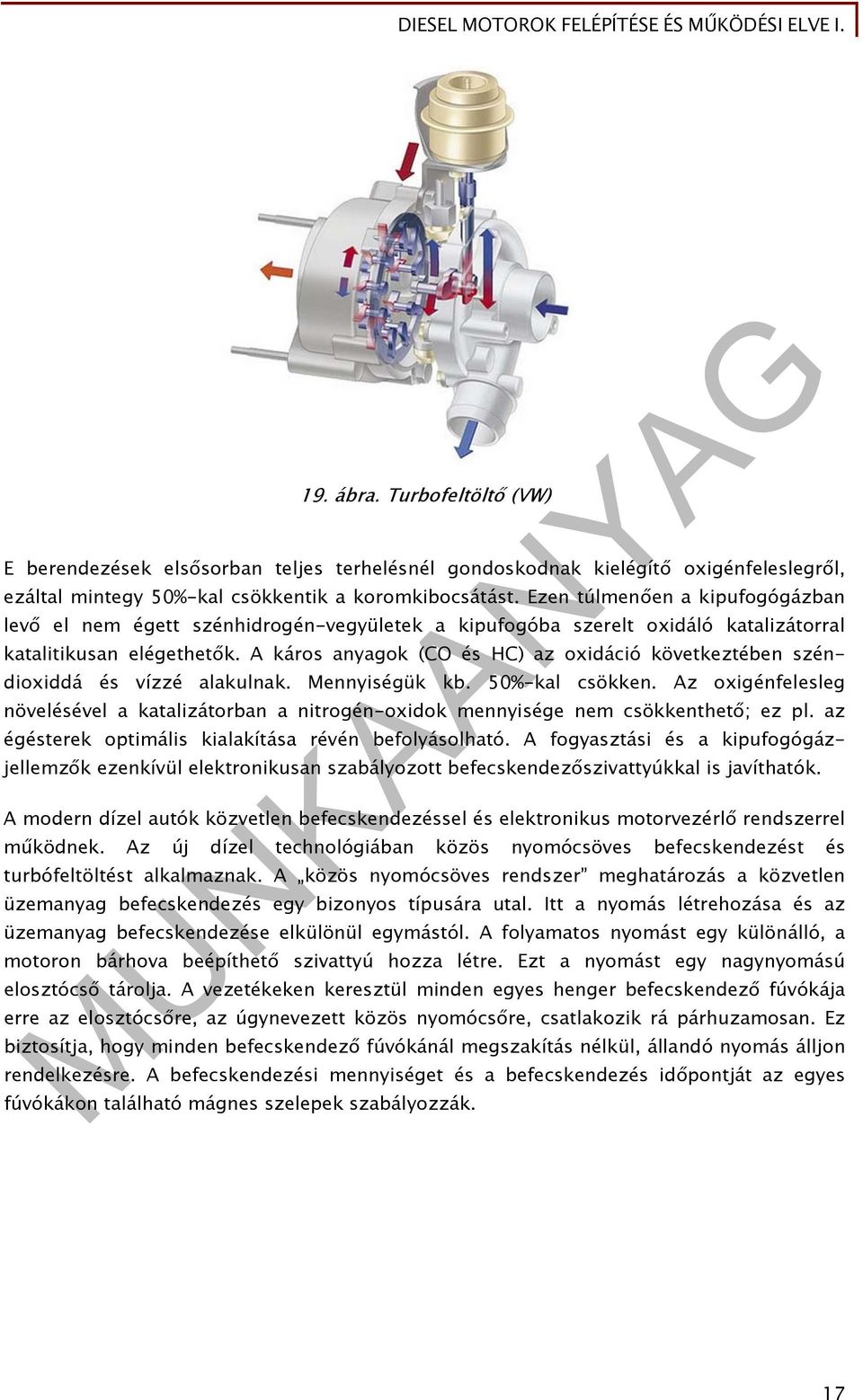 A káros anyagok (CO és HC) az oxidáció következtében széndioxiddá és vízzé alakulnak. Mennyiségük kb. 50%-kal csökken.