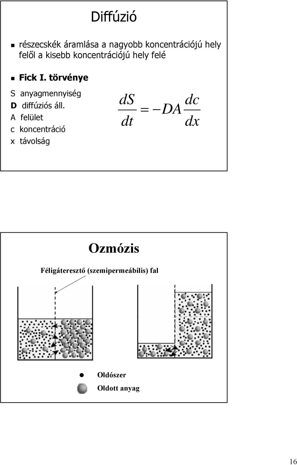 törvénye S anyagmennyiség D diffúziós áll.