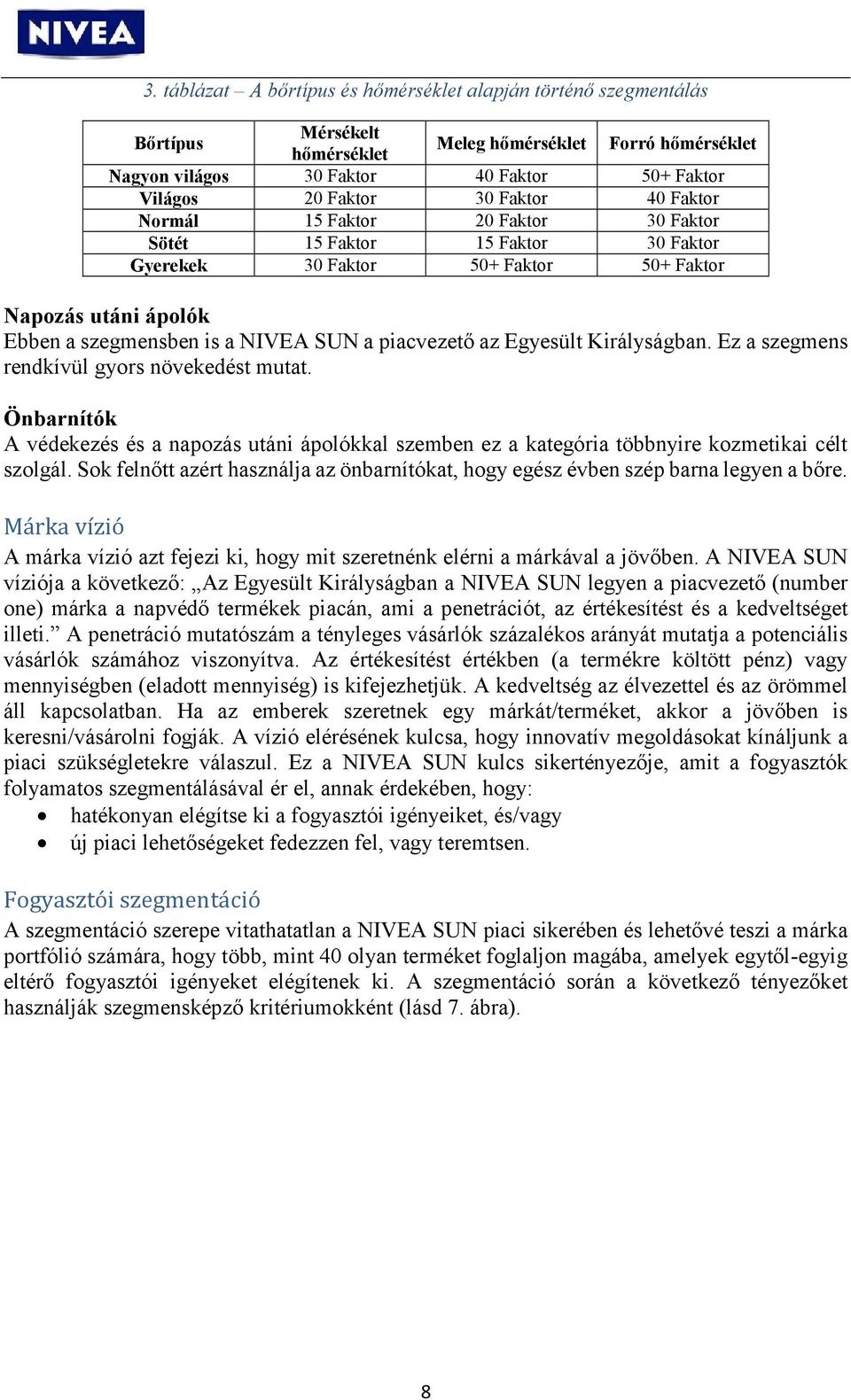 piacvezető az Egyesült Királyságban. Ez a szegmens rendkívül gyors növekedést mutat. Önbarnítók A védekezés és a napozás utáni ápolókkal szemben ez a kategória többnyire kozmetikai célt szolgál.