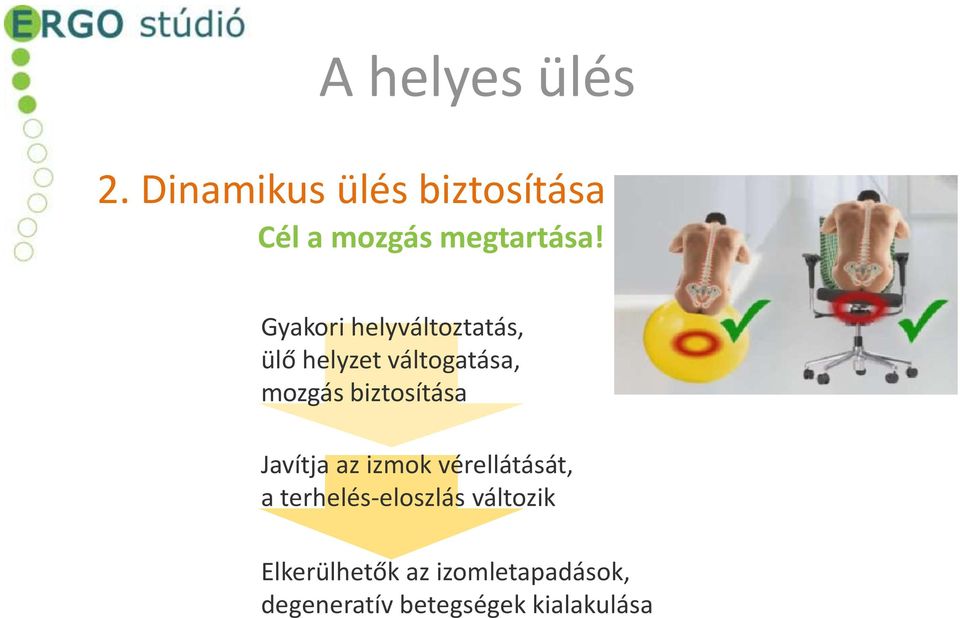 Gyakori helyváltoztatás, ülő helyzet váltogatása, mozgás