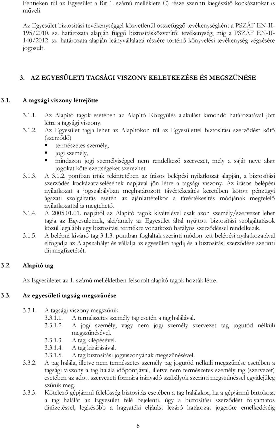 határozata alapján függő biztosításközvetítői tevékenység, míg a PSZÁF EN-II- 140/2012. sz. határozata alapján leányvállalatai részére történő könyvelési tevékenység végzésére jogosult. 3.