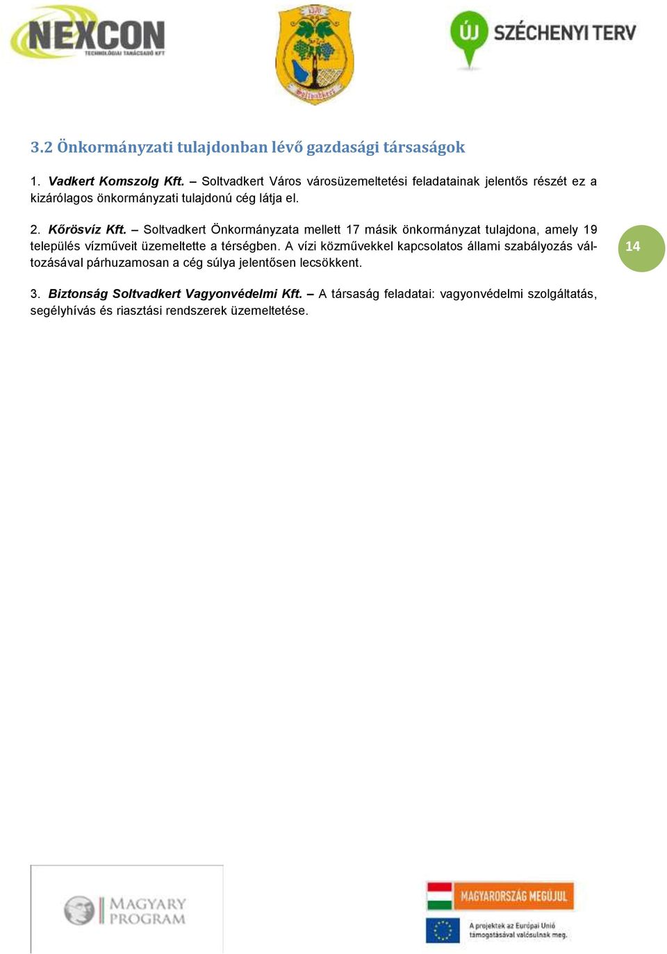 Soltvadkert Önkormányzata mellett 17 másik önkormányzat tulajdona, amely 19 település vízműveit üzemeltette a térségben.