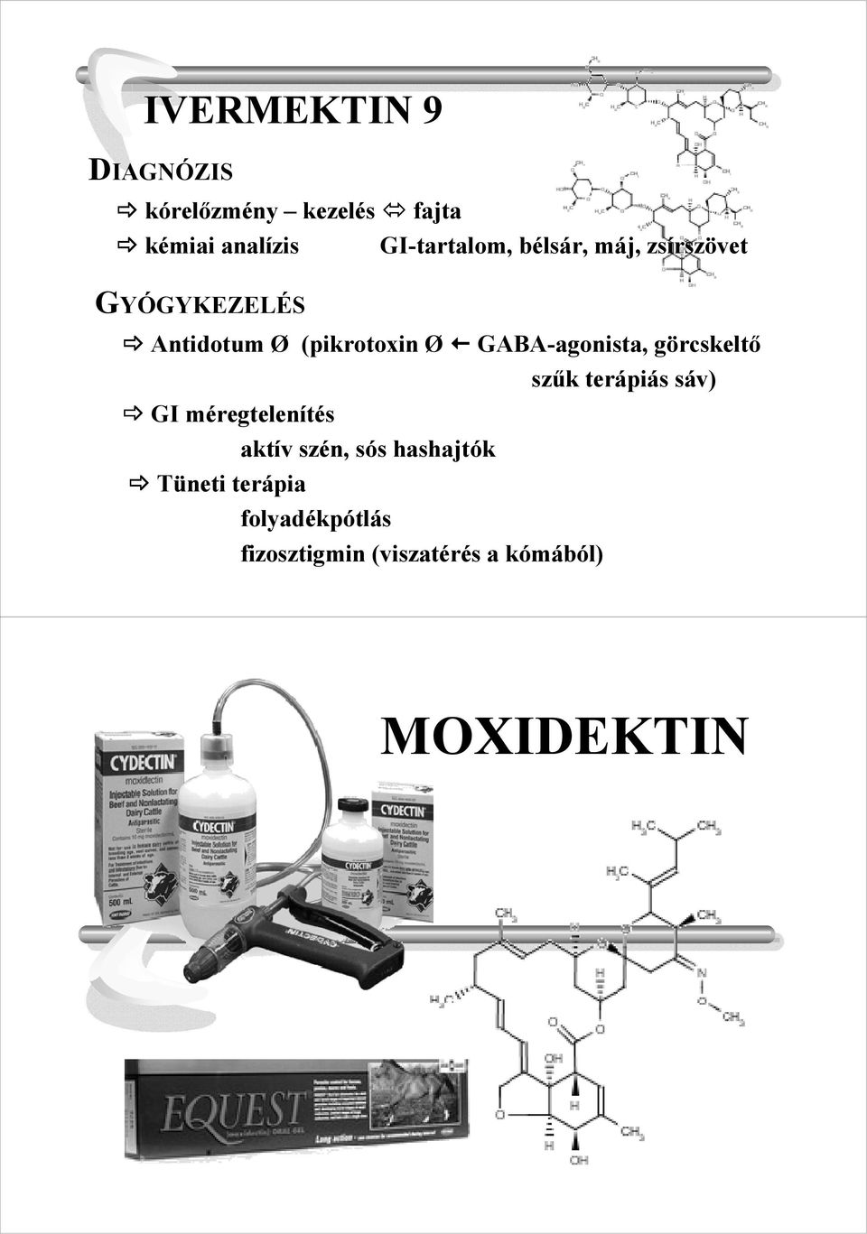 GABA-agonista, görcskeltı GI méregtelenítés Tüneti terápia aktív szén, sós