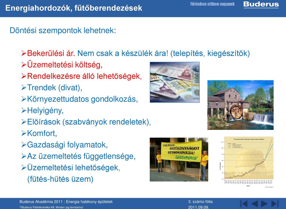 (telepítés, kiegészítők) Üzemeltetési költség, Rendelkezésre álló lehetőségek, Trendek (divat),