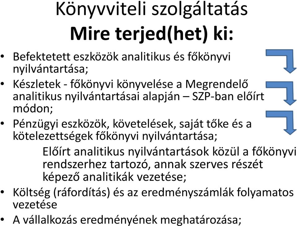 kötelezettségek főkönyvi nyilvántartása; Előírt analitikus nyilvántartások közül a főkönyvi rendszerhez tartozó, annak szerves