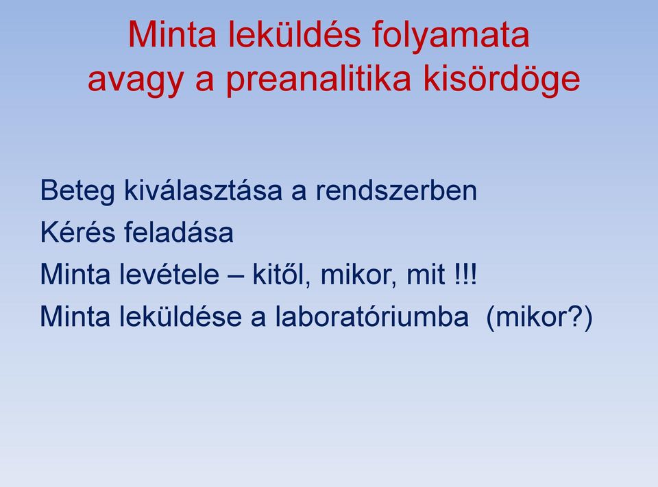 Kérés feladása Minta levétele kitől, mikor,