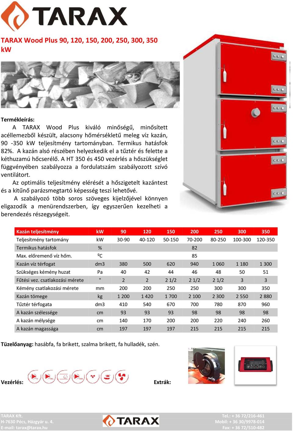 A HT 350 és 450 vezérlés a hőszükséglet függvényében szabályozza a fordulatszám szabályozott szívó ventilátort.