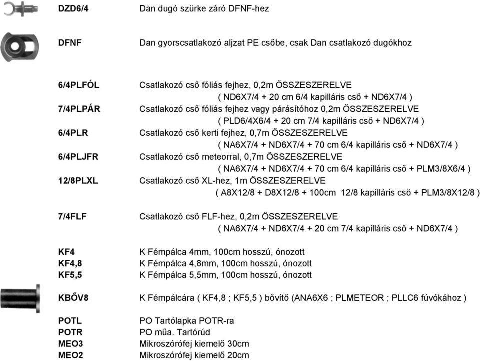 Csatlakozó cső kerti fejhez, 0,7m ÖSSZESZERELVE ( NA6X7/4 + ND6X7/4 + 70 cm 6/4 kapilláris cső + ND6X7/4 ) Csatlakozó cső meteorral, 0,7m ÖSSZESZERELVE ( NA6X7/4 + ND6X7/4 + 70 cm 6/4 kapilláris cső