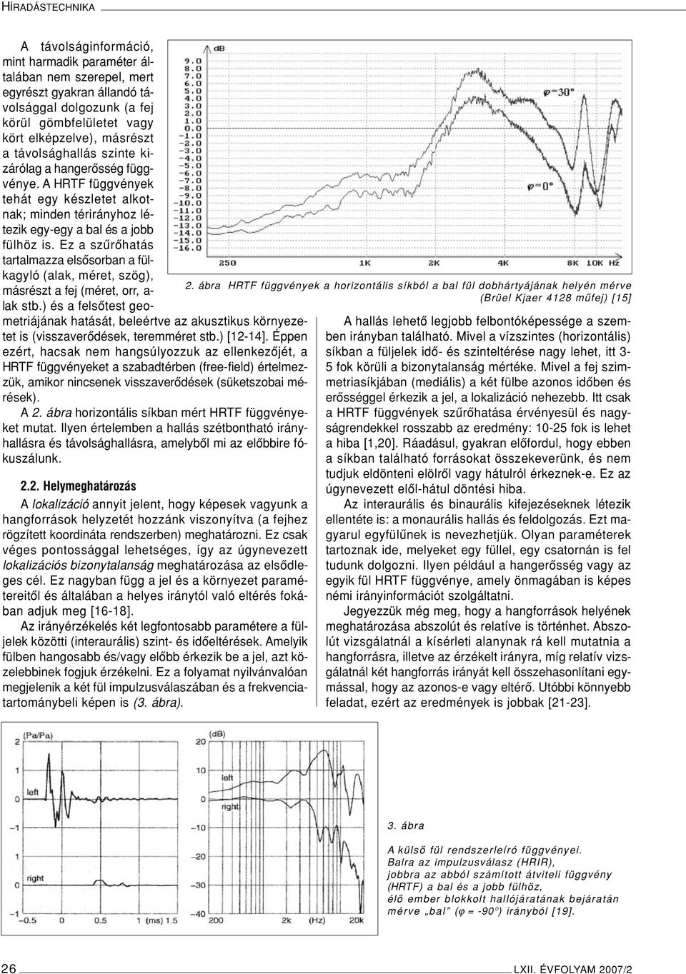 Ez a szûrôhatás tartalmazza elsôsorban a fülkagyló (alak, méret, szög), másrészt a fej (méret, orr, a- lak stb.