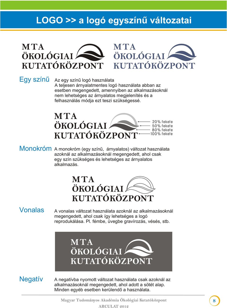 20% fekete 50% fekete 80% fekete 100% fekete Monokróm A monokróm (egy színû, árnyalatos) változat használata azoknál az alkalmazásoknál megengedett, ahol csak egy szín szükséges és lehetséges az