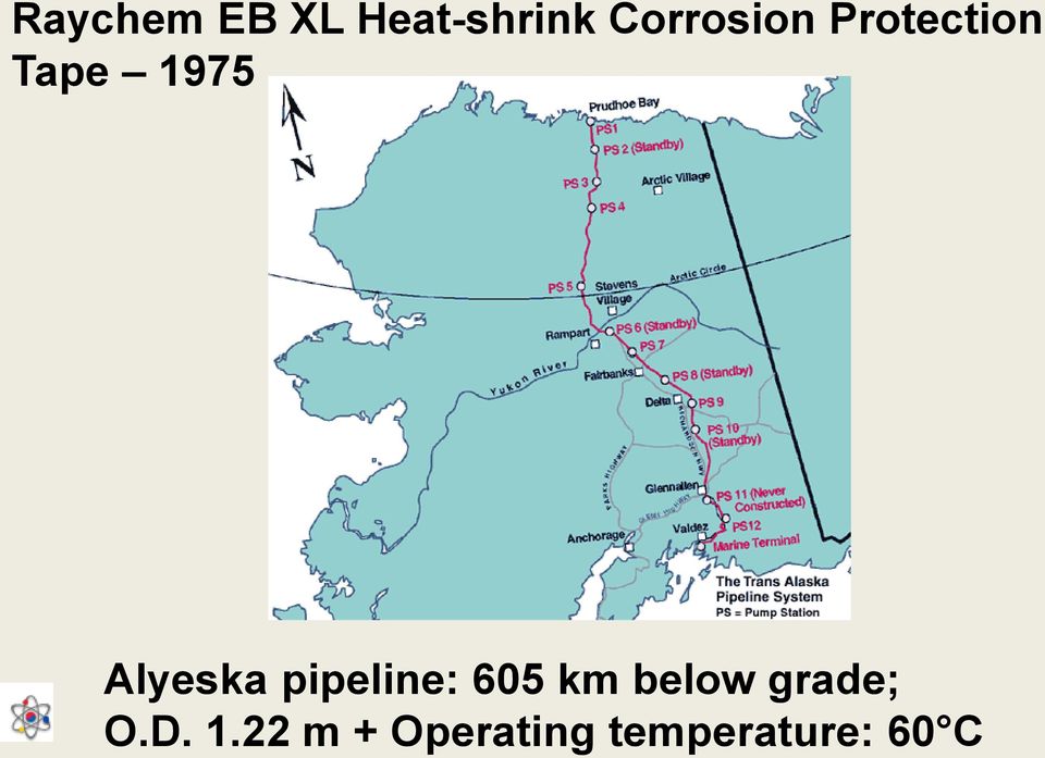 Alyeska pipeline: 605 km below