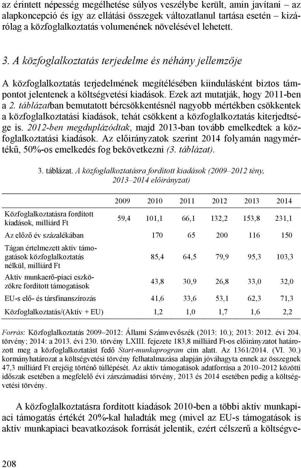 Ezek azt mutatják, hogy 2011-ben a 2. táblázatban bemutatott bércsökkentésnél nagyobb mértékben csökkentek a közfoglalkoztatási kiadások, tehát csökkent a közfoglalkoztatás kiterjedtsége is.