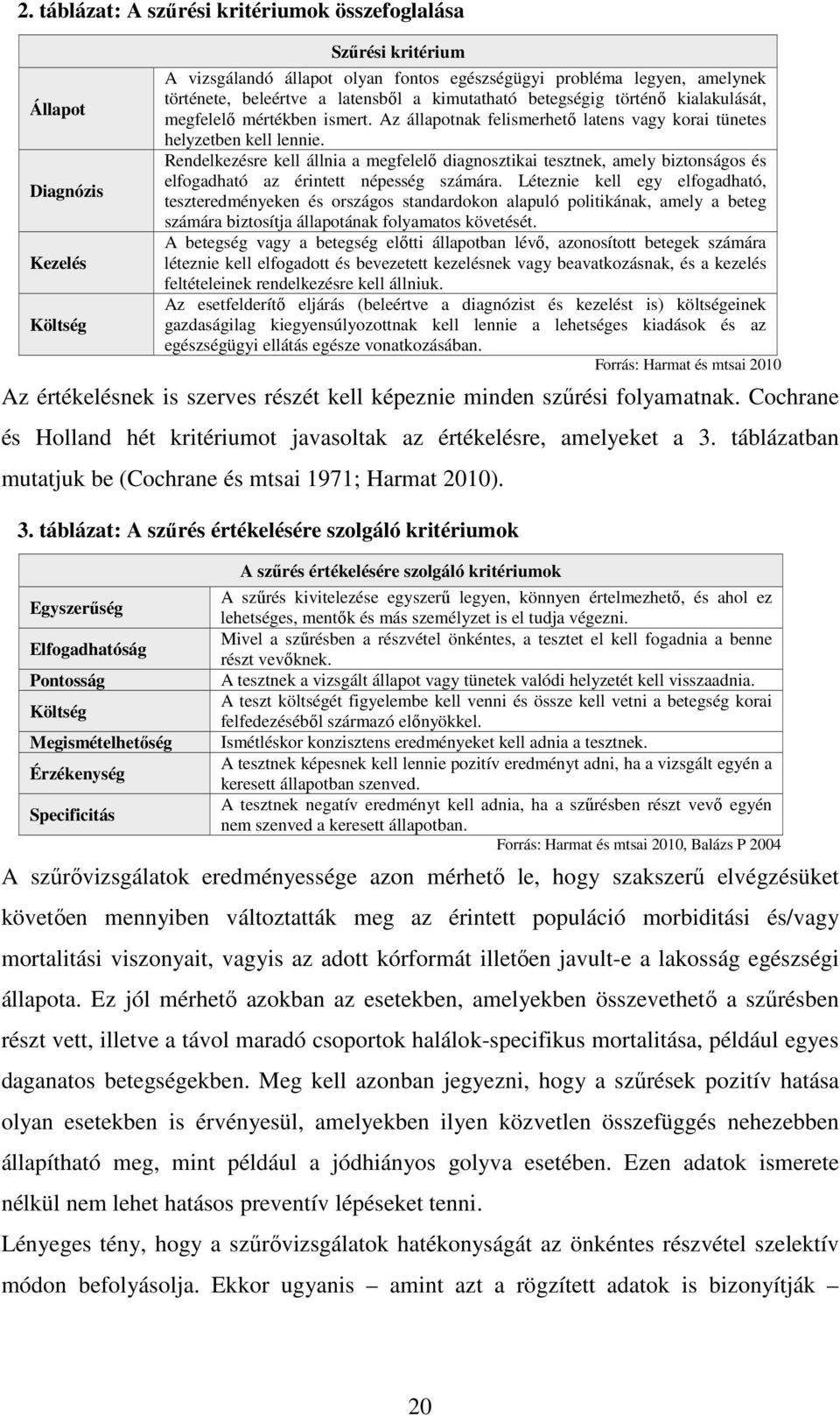 Rendelkezésre kell állnia a megfelelő diagnosztikai tesztnek, amely biztonságos és elfogadható az érintett népesség számára.