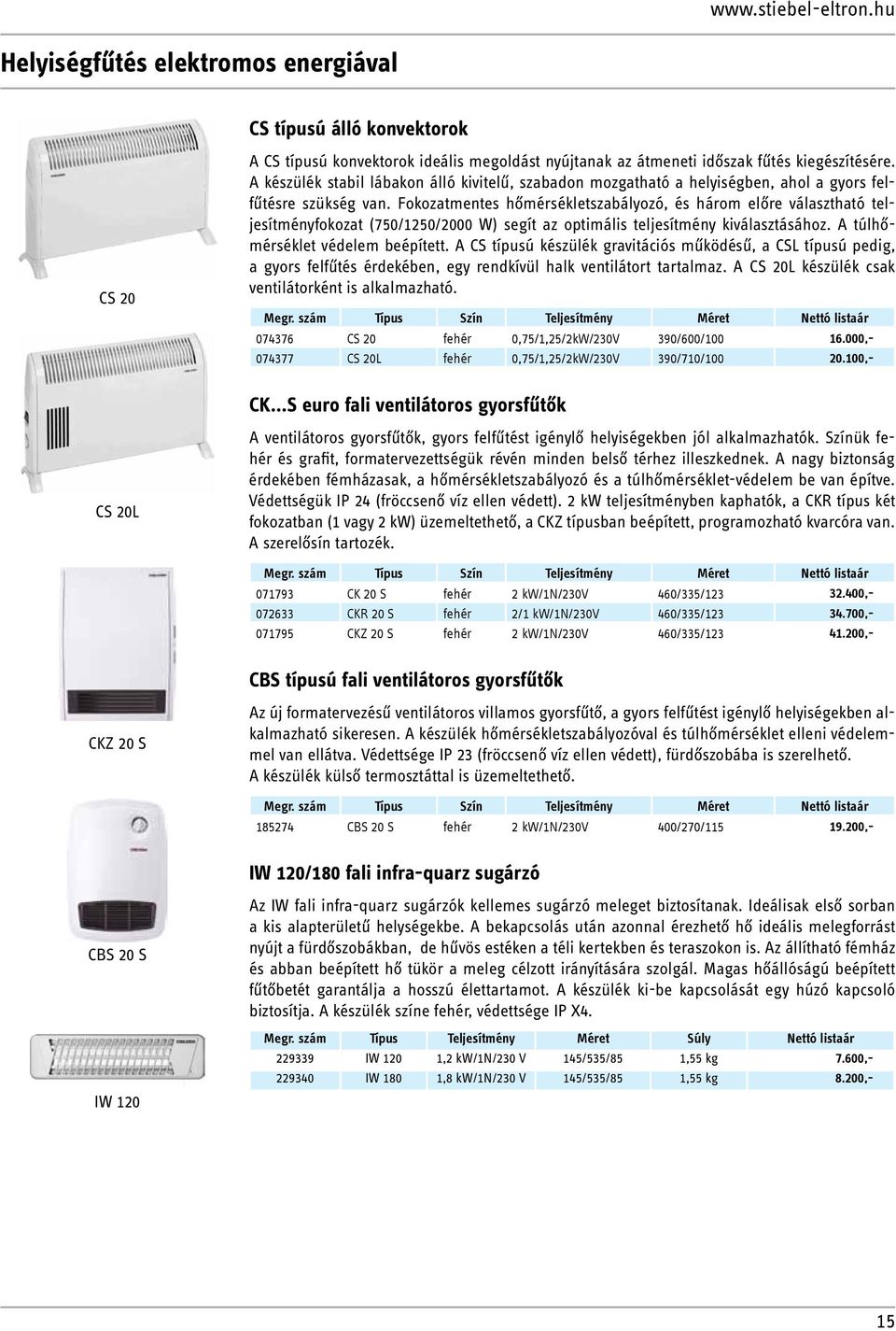 Fokozatmentes hőmérsék letszabályozó, és három előre választható telje sít ményfokozat (750/1250/2000 W) segít az optimális teljesítmény kiválasztásához. A túl hőmérséklet védelem be épített.