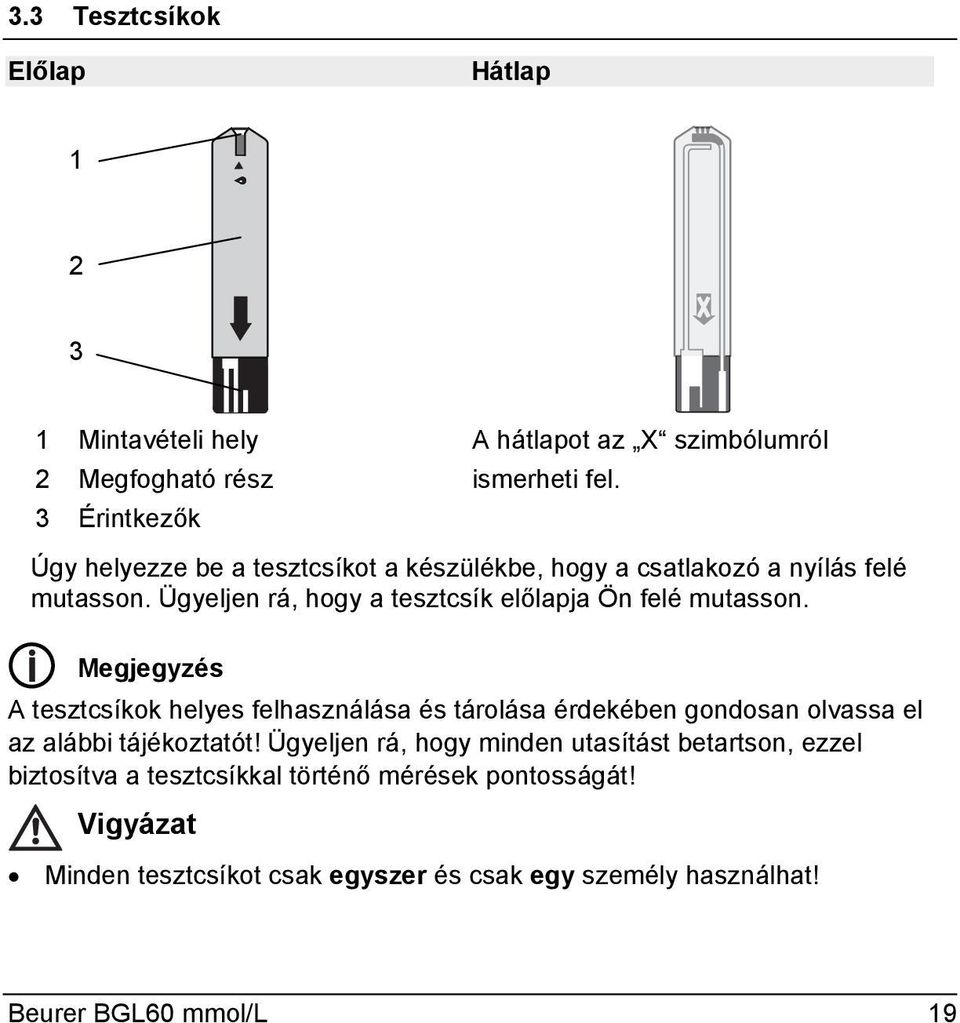 Megjegyzés A tesztcsíkok helyes felhasználása és tárolása érdekében gondosan olvassa el az alábbi tájékoztatót!