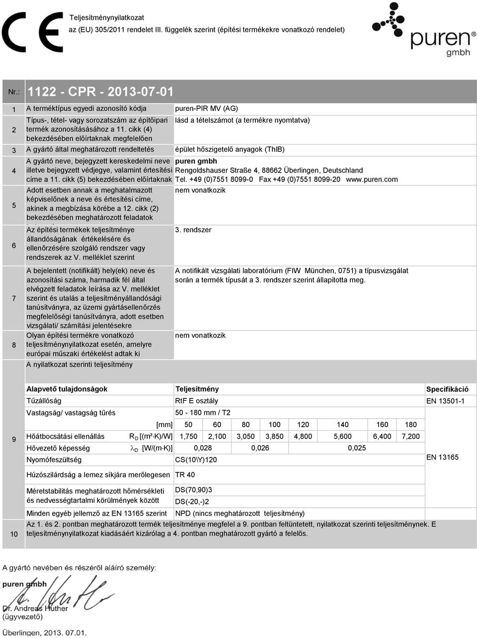 cikk () bekezdésében előírtaknak Tel. + (0) 0-0 Fax + (0) 0-0 www.puren.com Adott esetben annak a meghatalmazott képviselőnek a neve és értesítési címe, akinek a megbízása körébe a.