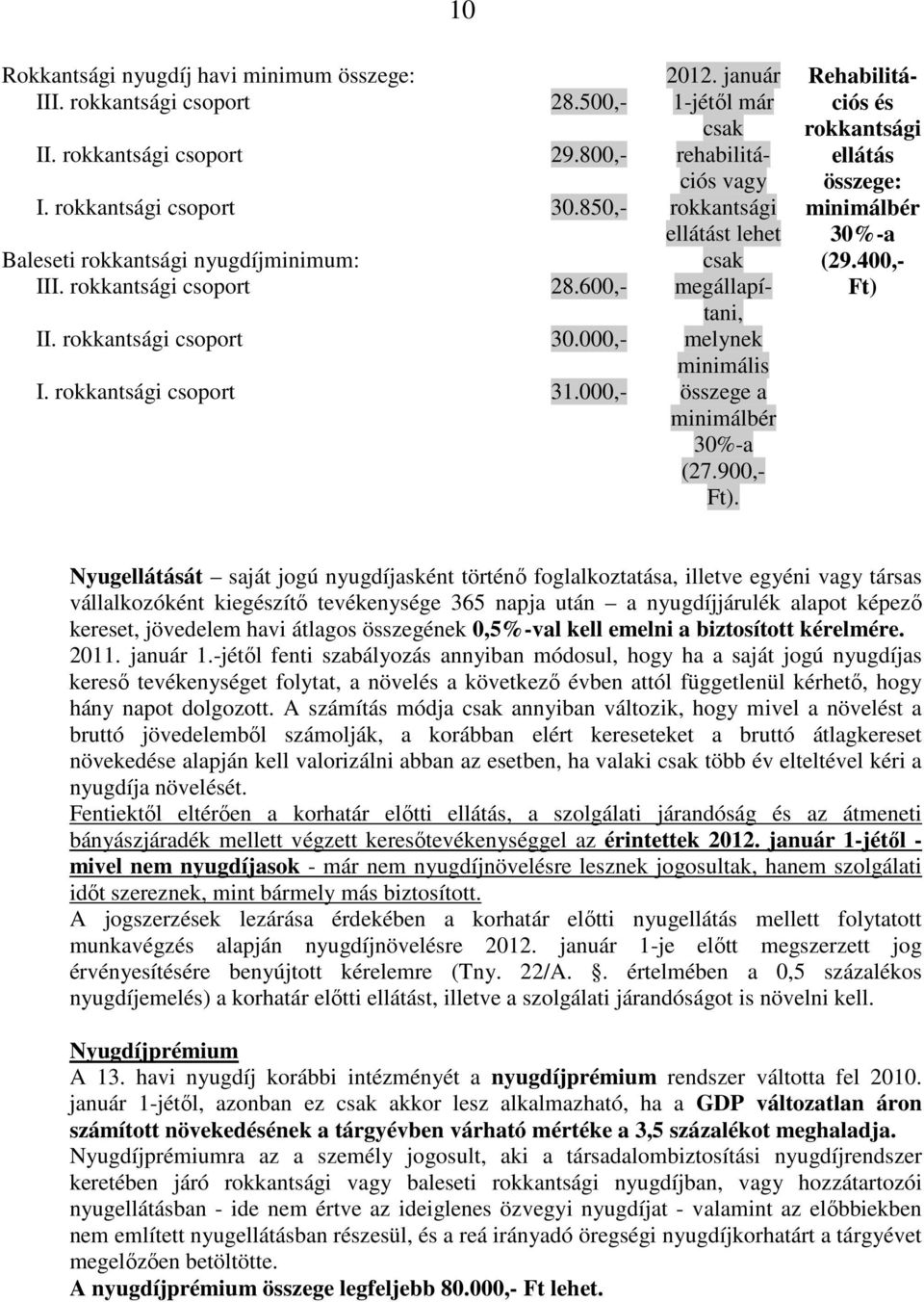 900,- Ft). Rehabilitációs és rokkantsági ellátás összege: minimálbér 30%-a (29.