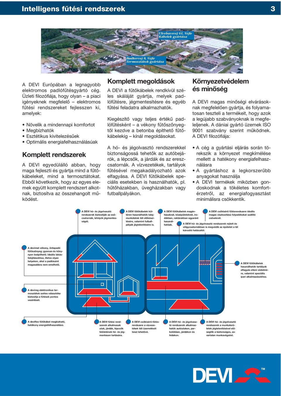 energiafelhasználásúak Komplett rendszerek A DEVI egyedülálló abban, hogy maga fejleszti és gyártja mind a fûtôkábeleket, mind a termosztátokat.