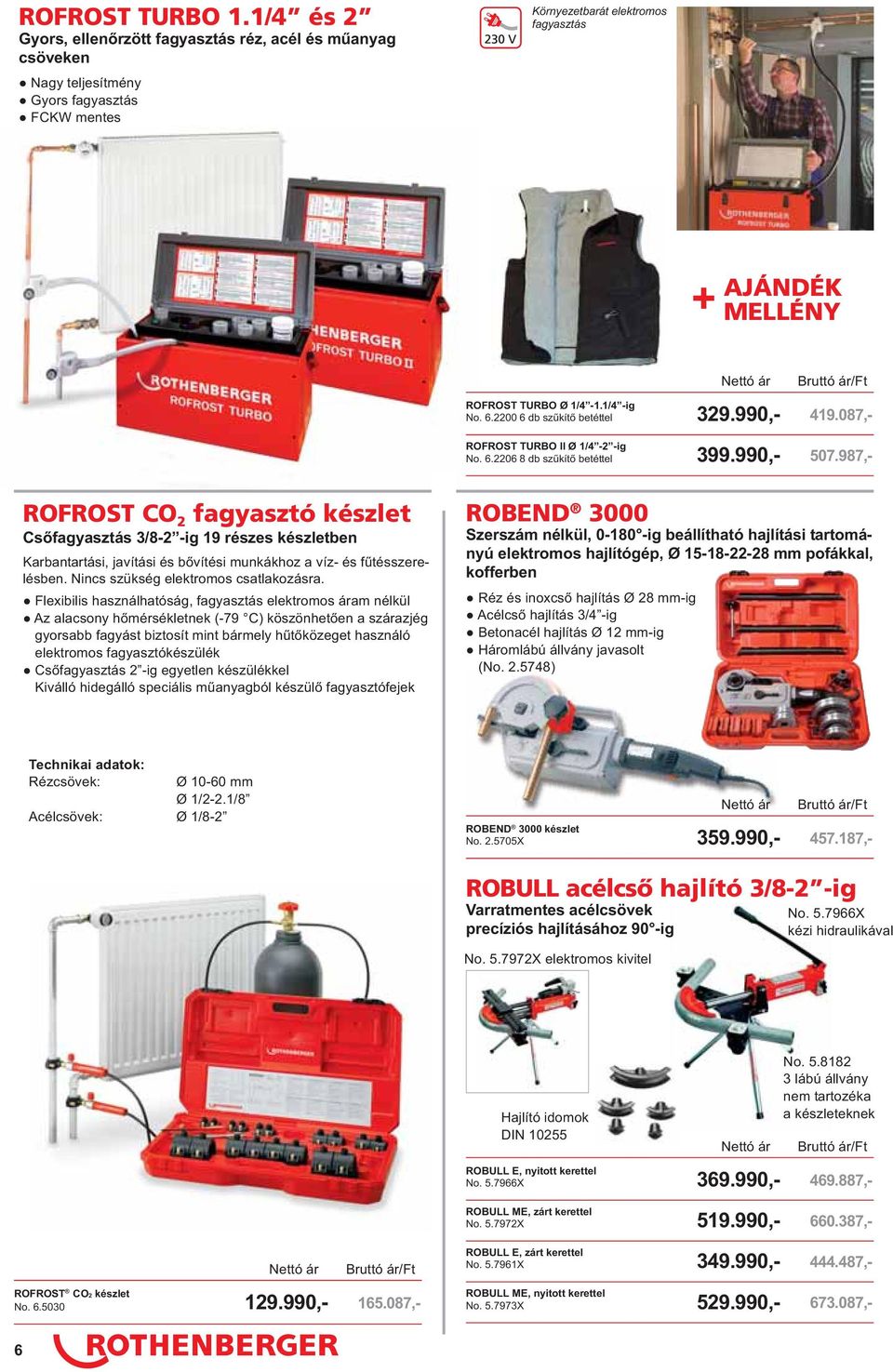 1/4 -ig No. 6.2200 6 db szűkítő betéttel ROFROST TURBO II Ø 1/4-2 -ig No. 6.2206 8 db szűkítő betéttel 329.990,- 419.087,- 399.990,- 507.