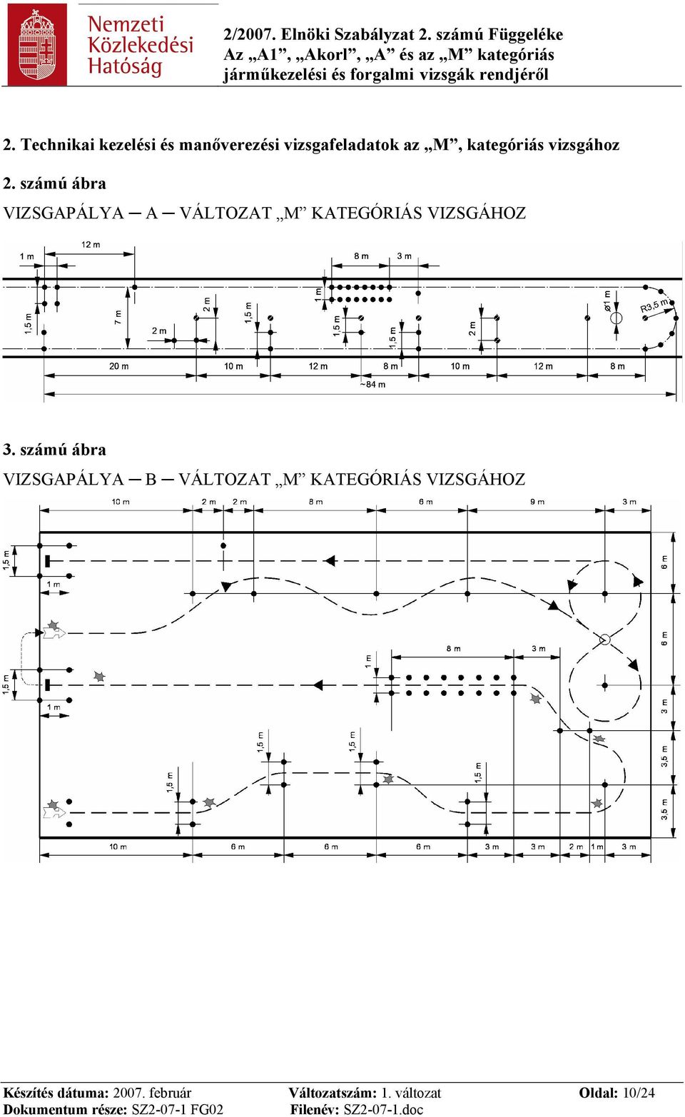 számú ábra VIZSGAPÁLYA A VÁLTOZAT M KATEGÓRIÁS VIZSGÁHOZ 3.