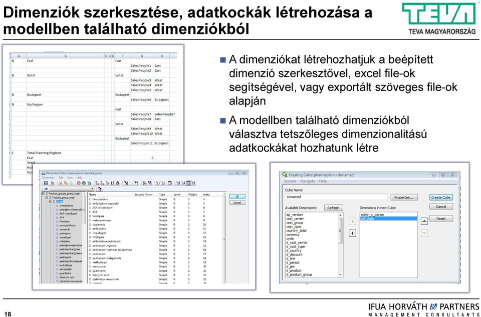 excel file-ok segítségével, vagy exportált szöveges file-ok alapján A modellben