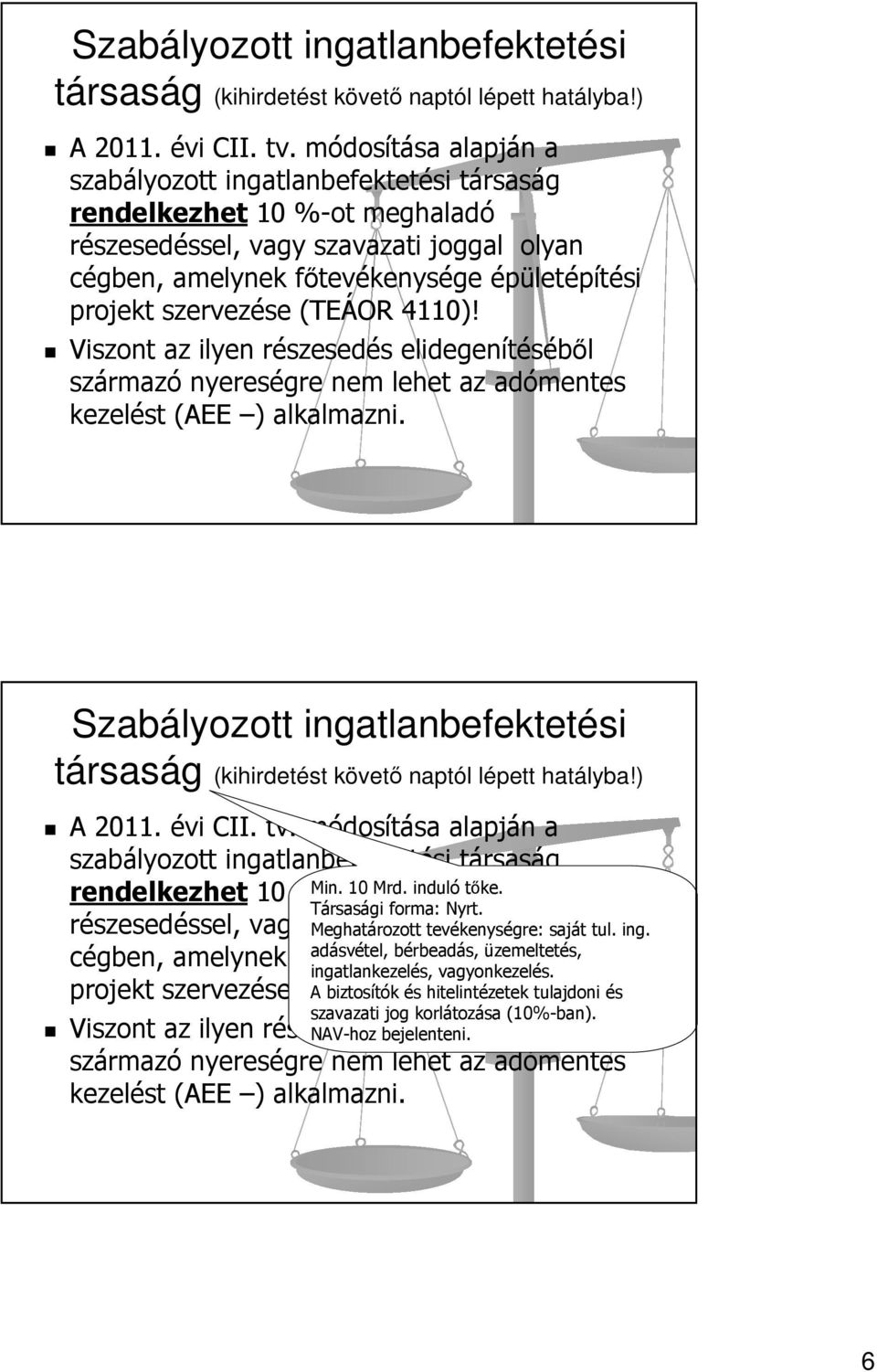 szervezése (TEÁOR 4110)! Viszont az ilyen részesedés elidegenítéséből származó nyereségre nem lehet az adómentes kezelést (AEE ) alkalmazni.