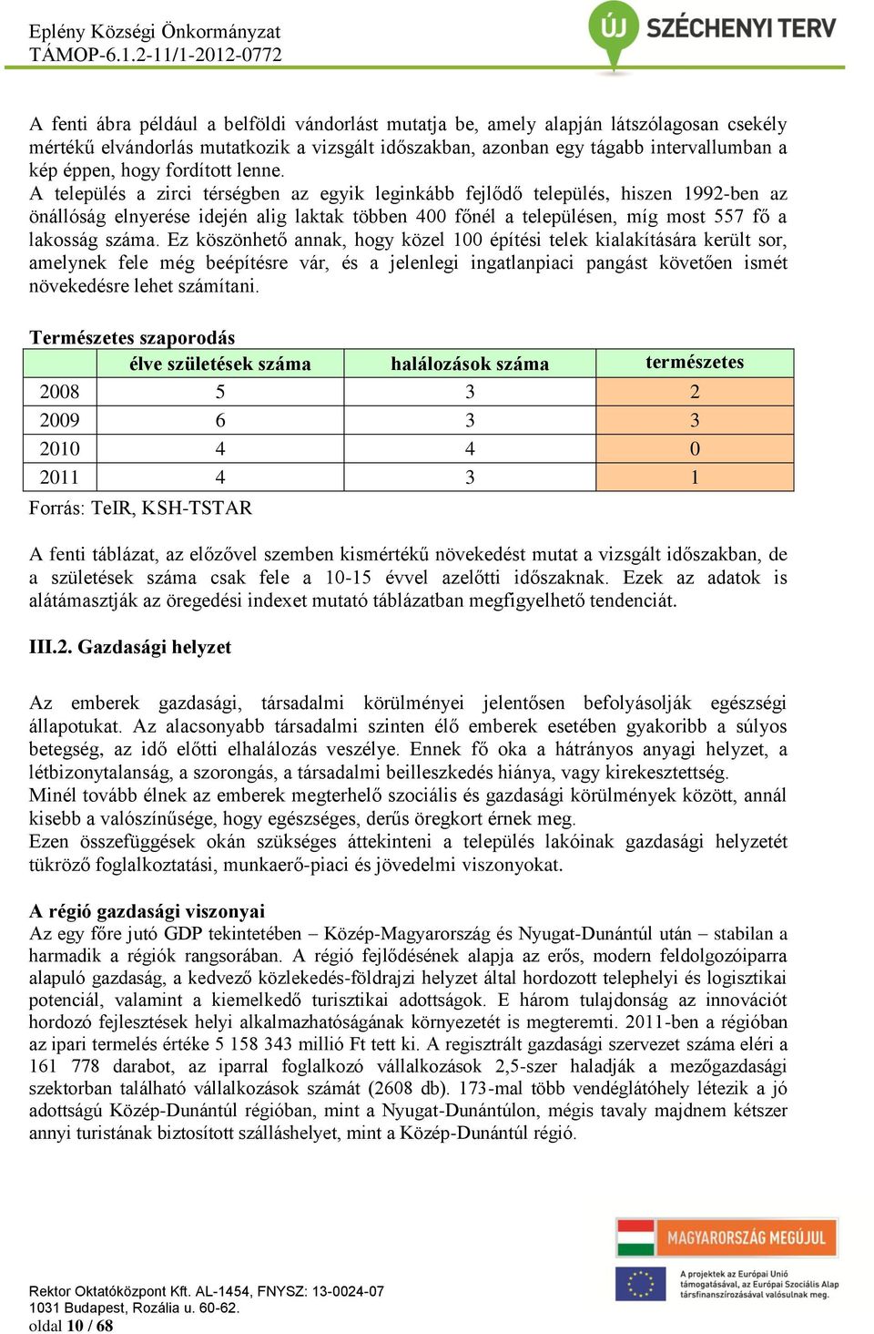 A település a zirci térségben az egyik leginkább fejlődő település, hiszen 1992-ben az önállóság elnyerése idején alig laktak többen 400 főnél a településen, míg most 557 fő a lakosság száma.