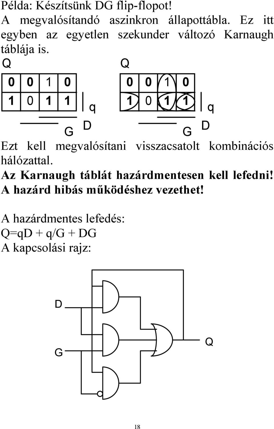 q G G Ezt kell megvalósítani visszacsatolt kombinációs hálózattal.