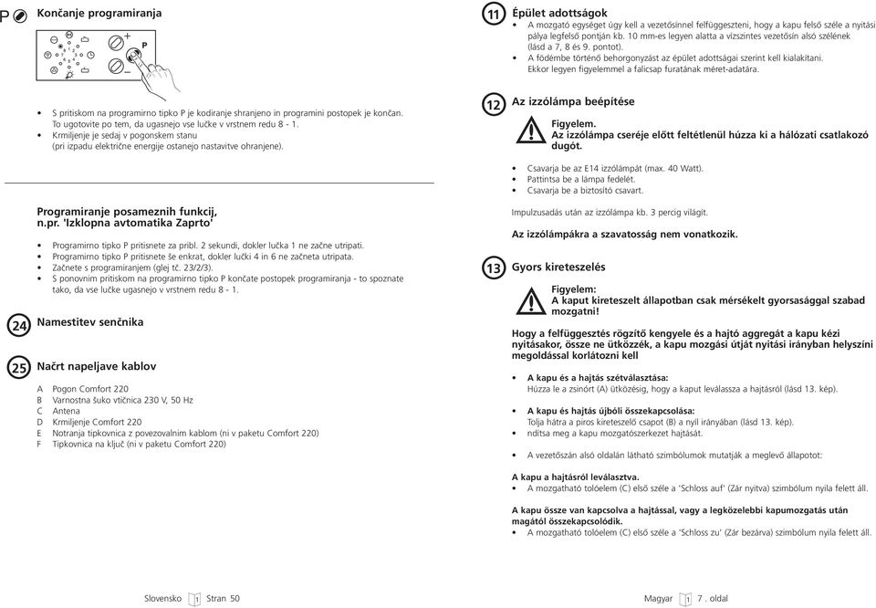 Ekkor legyen figyelemmel a falicsap furatának méret-adatára. S pritiskom na programirno tipko je kodiranje shranjeno in programini postopek je konãan.