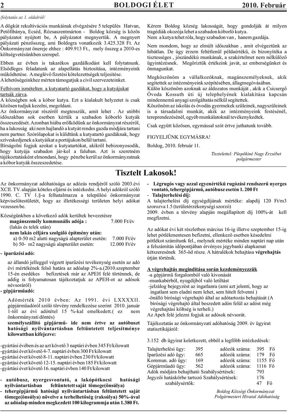 A megnyert pályázati pénzösszeg, ami Boldogra vonatkozik 3.425.328 Ft. Az Önkormányzat önereje ehhez : 409.913 Ft., mely összeg a 2010-es költségvetésünkben szerepel.