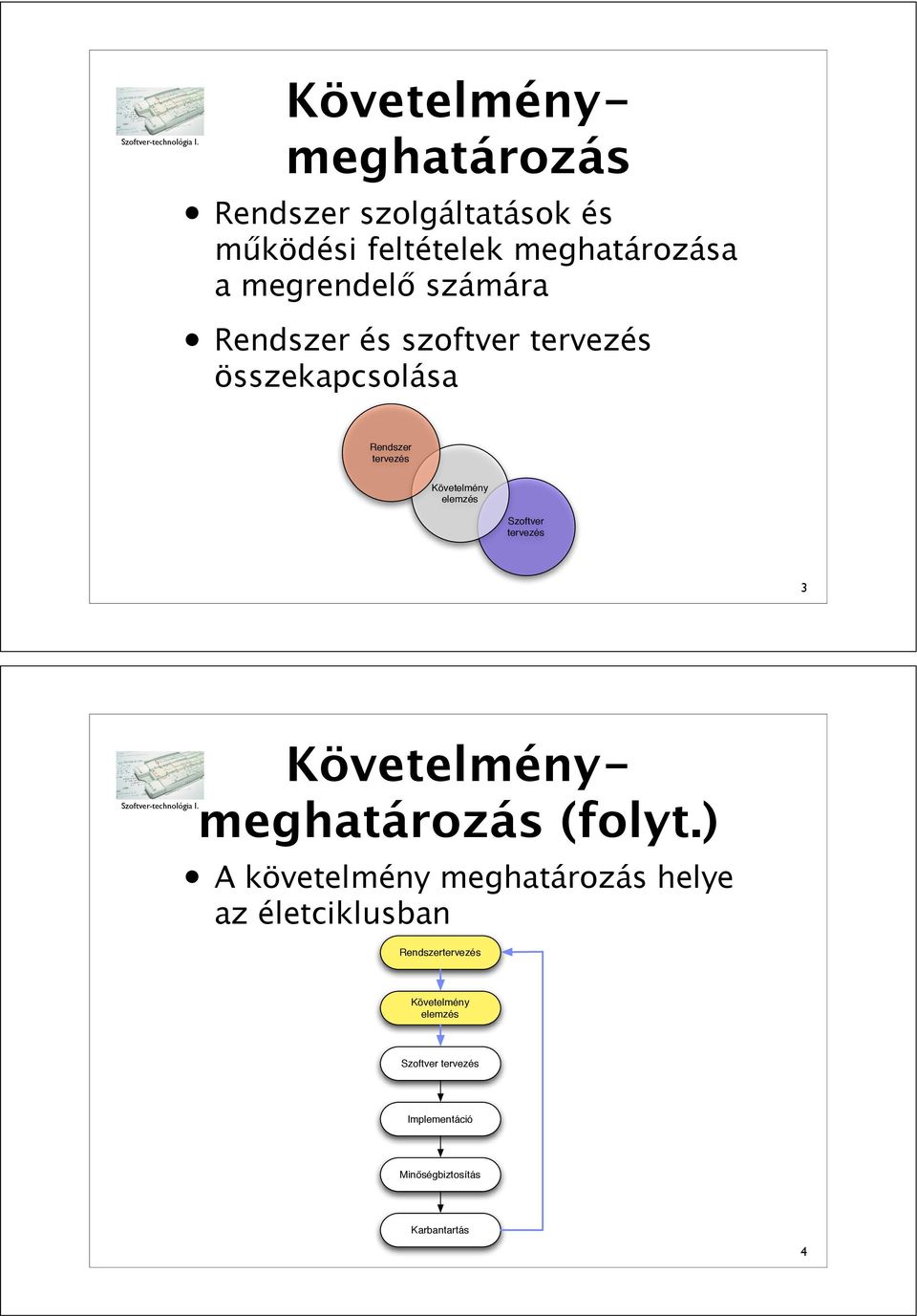 Rendszer tervezés Követelmény elemzés Szoftver tervezés 3 Követelménymeghatározás (folyt.