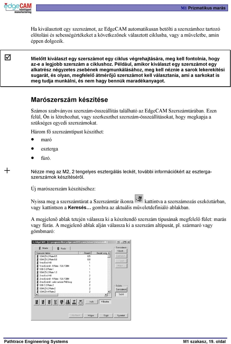 Például, amikor kiválaszt egy szerszámot egy alkatrész négyzetes zsebének megmunkálásához, meg kell néznie a sarok lekerekítési sugarát, és olyan, megfelelő átmérőjű szerszámot kell választania, ami