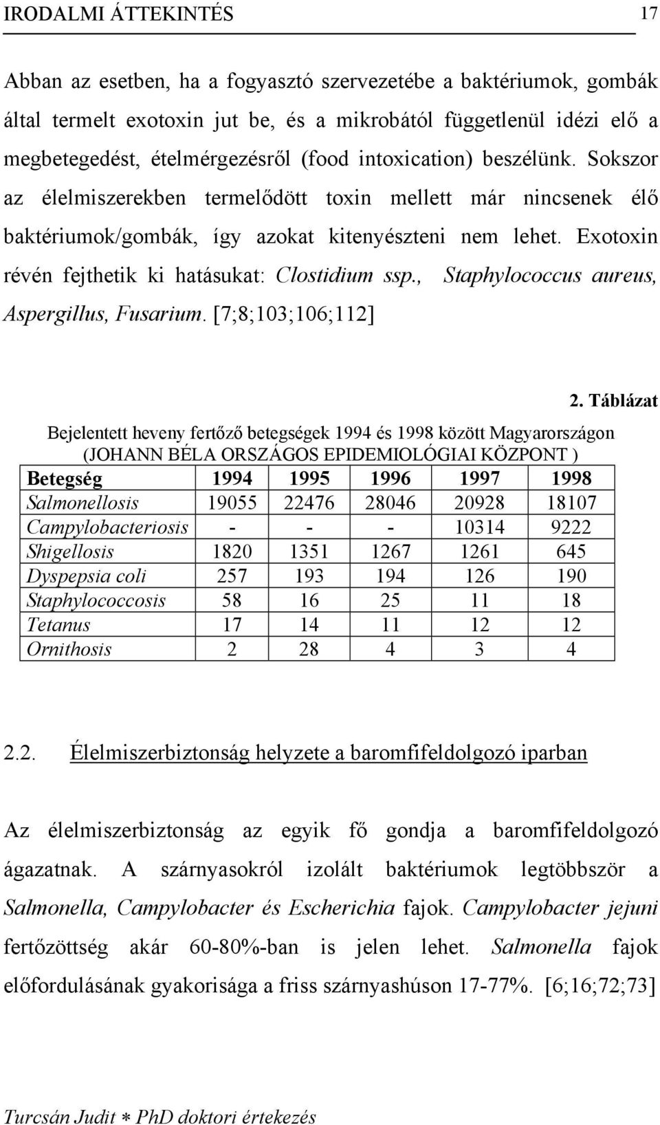 Exotoxin révén fejthetik ki hatásukat: Clostidium ssp., Staphylococcus aureus, Aspergillus, Fusarium. [7;8;103;106;112] 2.